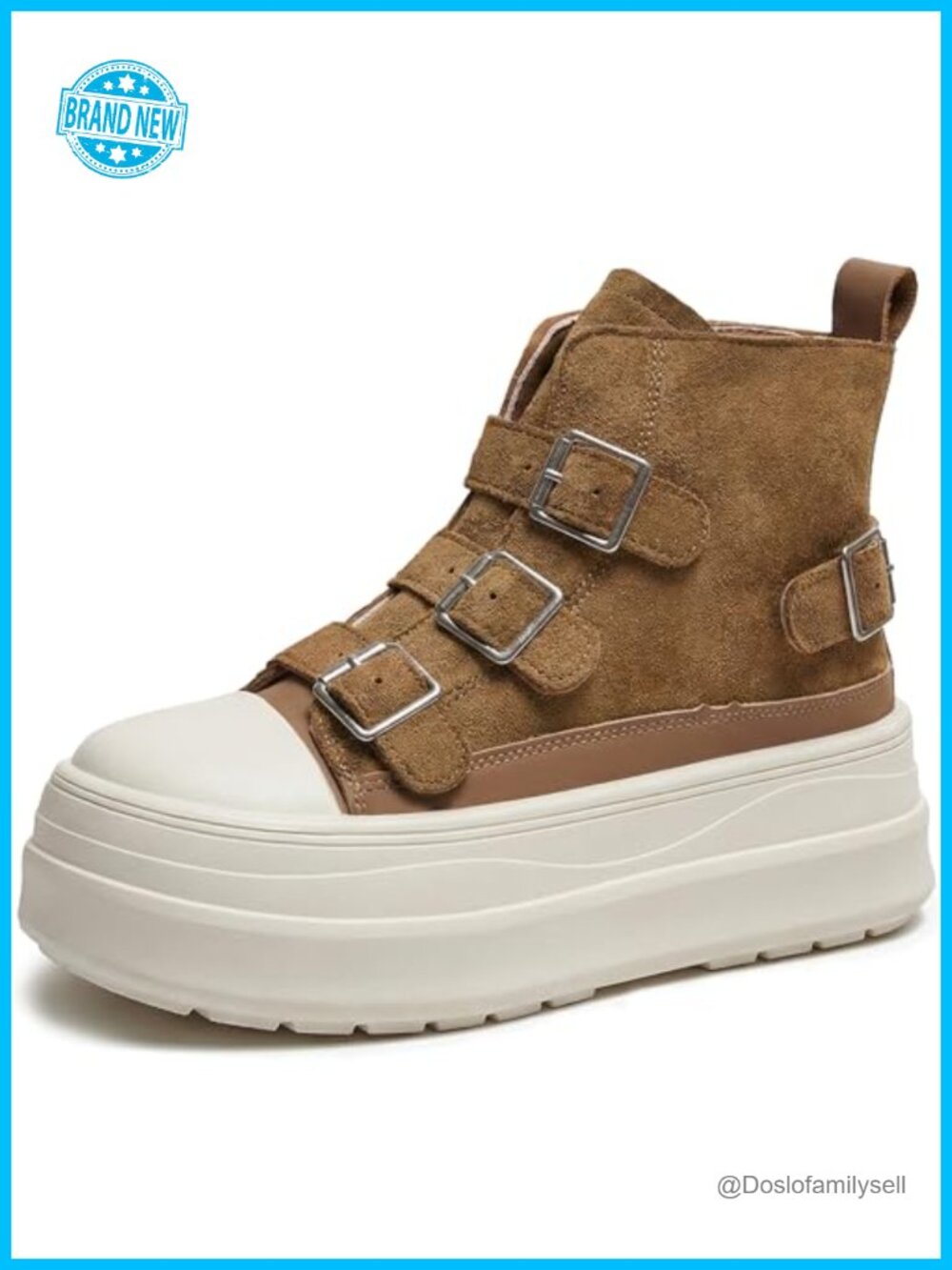 Platform Sneakers Suede High Top Zip Chunky Women's